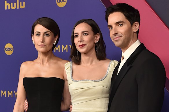 Hacks creators Jen Statsky, Lucia Aniello, and Paul W. Downs.