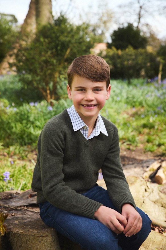 Prince Louis poses for a portrait on his seventh birthday.