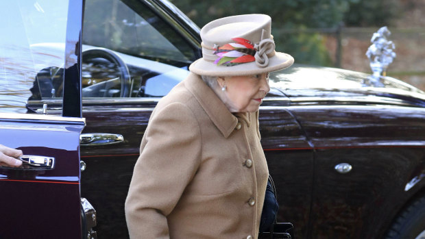 Queen Elizabeth – without Prince Philip – attends a service at St Peter's church in Wolferton, near the Sandringham Estate, on Sunday.