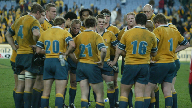 George Gregan addresses the Wallabies after their 30-13 loss to the All Blacks.