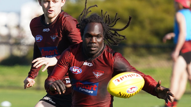 Contract hope: Star forward Anthony McDonald-Tipungwuti trains with the Dons on Wednesday.