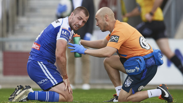 Kieran Foran had to undergo a head injury assessment as well as hurting his toe against the Dragons.