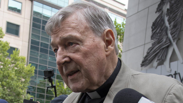 George Pell leaves court in Melbourne on Tuesday.