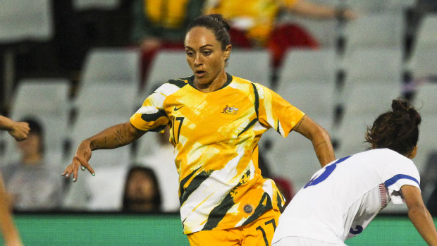 Kyah Simon said she felt like her "old self" again in her first Matildas match for nearly 500 days.