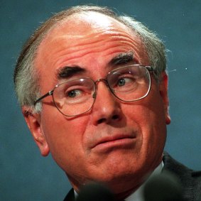 John Howard speaks to the media after a special meeting with premiers  in April 1997 called to discuss a response to the High Court's Wik decision. 
