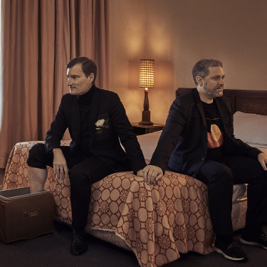 David McAllister and Wesley Enoch in a hotel room last year. 