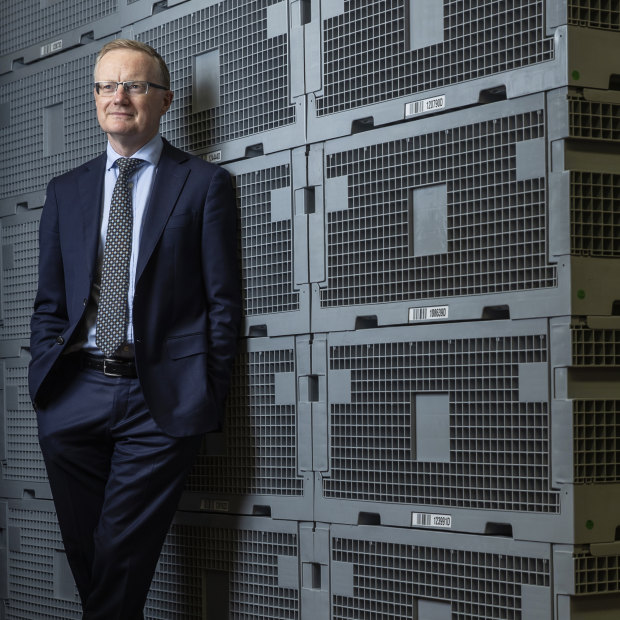 Philip Lowe in the bank’s Martin Place money vault. 
To make the air bearable for visitors, extractor fans are activated days in advance.