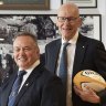 Rugby Future Fund investors Brian O’Sullivan (left) and Geoff Wilson.