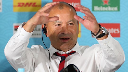 How it's done: Eddie Jones explains how England beat New Zealand in the after-match press call.