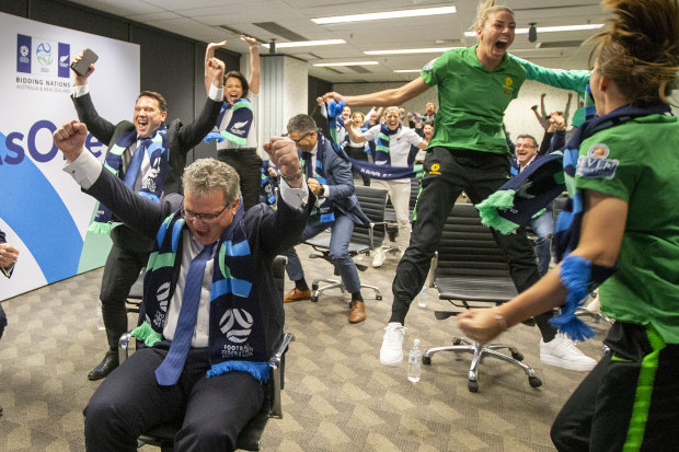 FFA chair Chris Nikou celebrates the news Australian football has been waiting for.