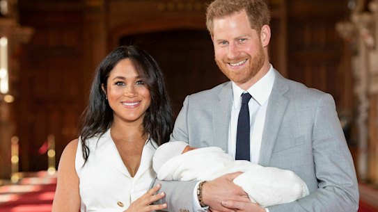Meghan and Harry and their son Archie.  