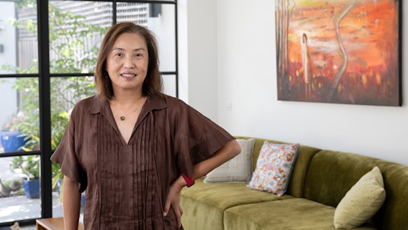 Yvonne Yuan in the renovated rear of her heritage overlay Victorian terrace in Armadale.