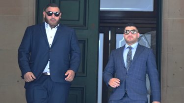 Abraham Sayour and Hasan Sayour outside court on Monday. 