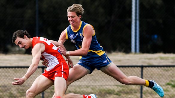 Angus Baker (right) trained with the Swans but missed out at the rookie draft.
