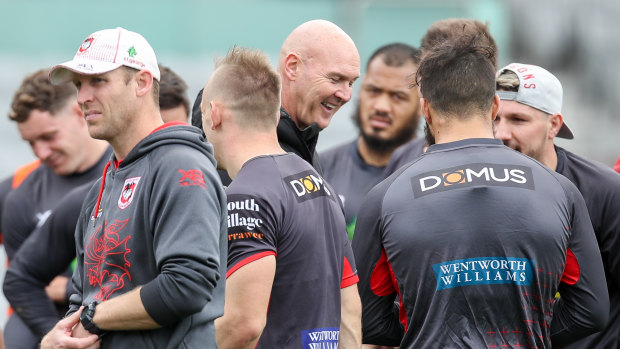 Under pressure: Dragons coach Paul McGregor at training during the week.