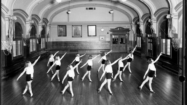 A 1930 "physical culture" class set up in the ballroom.