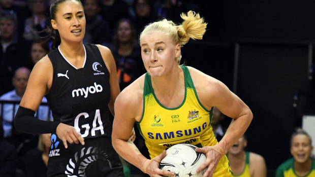 No holding back: Australian Diamonds defender Jo Weston wants to make the most of her first World Cup appearance after losing last year’s Commonwealth Games. 