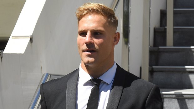 Jack de Belin outside Wollongong District Court earlier this month.