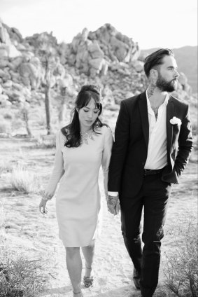 Melissa with husband Joe on their wedding day in California.