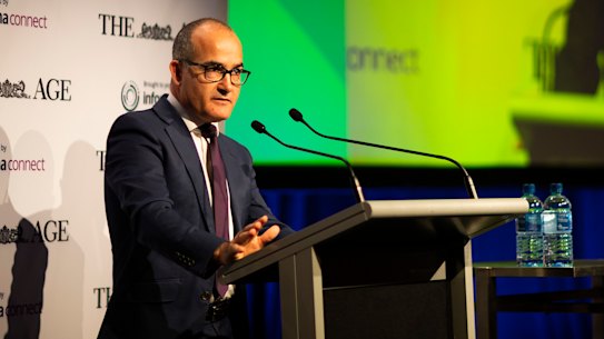 Acting Premier James Merlino speaking at The Age Schools Summit.