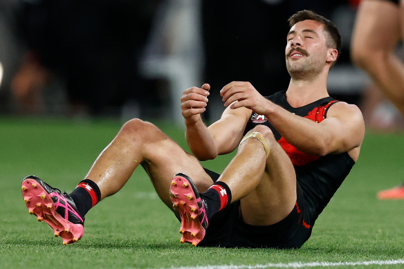 Kyle Langford after the final siren, when Essendon and Collingwood couldn’t be split.