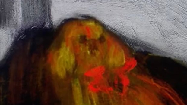 Curators at the museum discovered a dog, seen here enhanced, under a thin layer of paint.