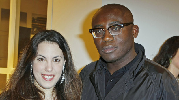 Mary Katrantzou with British Vogue editor Edward Enninful in 2017. 