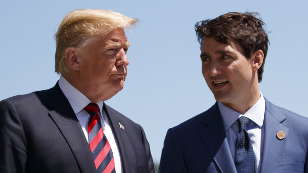 War of words: Trump with with Canadian Prime Minister Justin Trudeau during an awkward G7 Summit in early June.