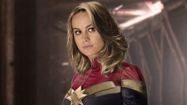 Brie Larson as Captain Marvel.