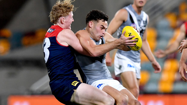 Melbourne's Clayton Oliver will come under the eye of the match review officer after an incident during the match against Port Adelaide.