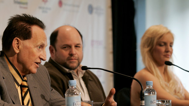Alexander, centre, at the 2009 press conference ahead of the nuptials of medical entrepreneur Geoffrey Edelsten and fitness instructor Brynne Gordon. 