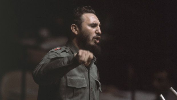 Cuban Prime Minister Fidel Castro speaks to United Nations General Assembly in 1960. 