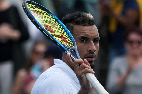 Kyrgios was in action at Kooyong on Thursday.