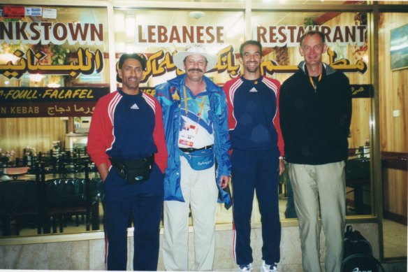 Jim Couri with members of the Oman team at Bankstown Lebanese Restaurant.