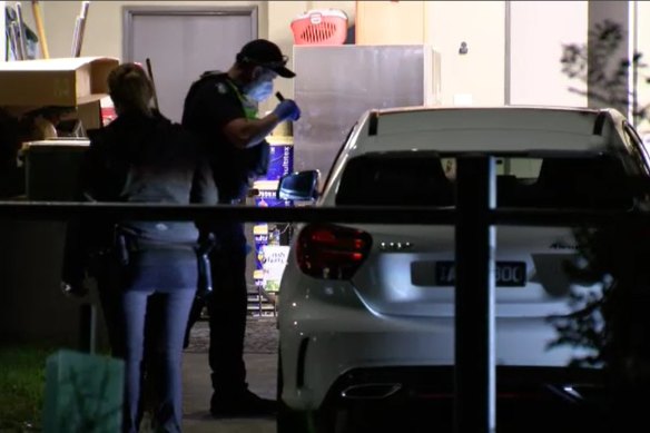 Police at the Northcote garage scene.