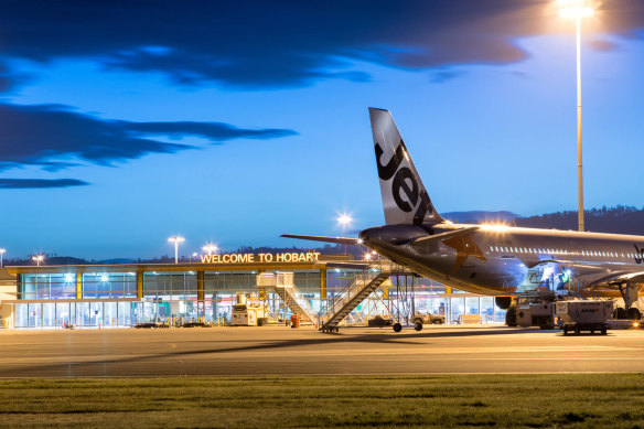 Hobart Airport is listed as an exposure site.
