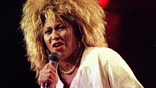 Tina Turner performs at New York’s Madison Square Garden on August 1, 1985.