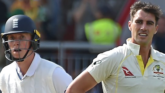 Pat Cummins looks for answers as Zak Crawley gathers more runs.