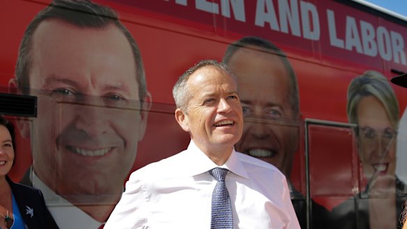 Labor leader Bill Shorten on the campaign trail in Perth on Wednesday. 