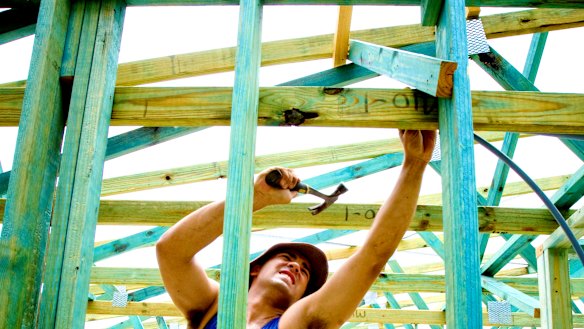 The number of construction workers increased in the May quarter, offsetting a drop in other sectors.