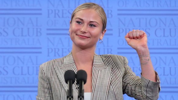 Australian of the Year Grace Tame during her address to the National Press Club.