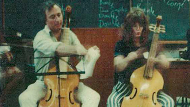 Roger Covell playing the Viola da gamba.