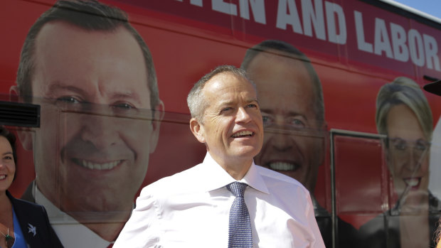 Labor leader Bill Shorten on the campaign trail in Perth on Wednesday. 