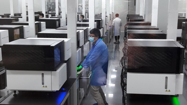 A lab at genomics company BGI in Shenzhen, China.