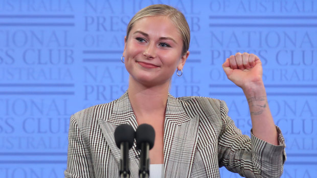Australian of the Year Grace Tame during her address to the National Press Club.