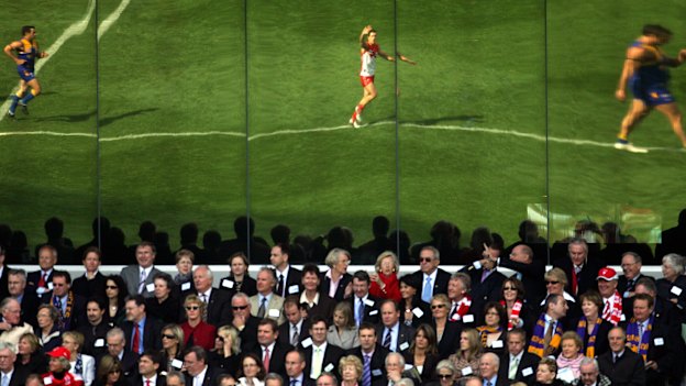 The Swans v West Coast reflected in the MCC members' windows in 2005.