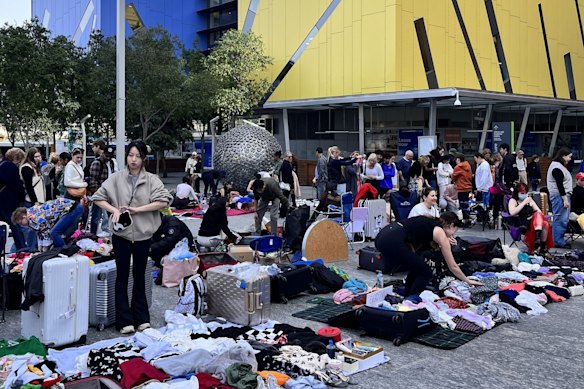 The ‘suitcase rummage’ in Brisbane on Boundary Street in the CBD. 