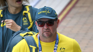 Australian swimming coach Michael Palfrey at training on Thursday in Paris.