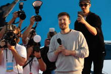 YouTube megastar MrBeast, aka Jimmy Donaldson, on a visit to Sydney in June to launch his MrBeast Feastables products. 