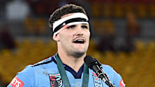 Nathan Cleary after claiming the Wally Lewis Medal, awarded to player of the series.